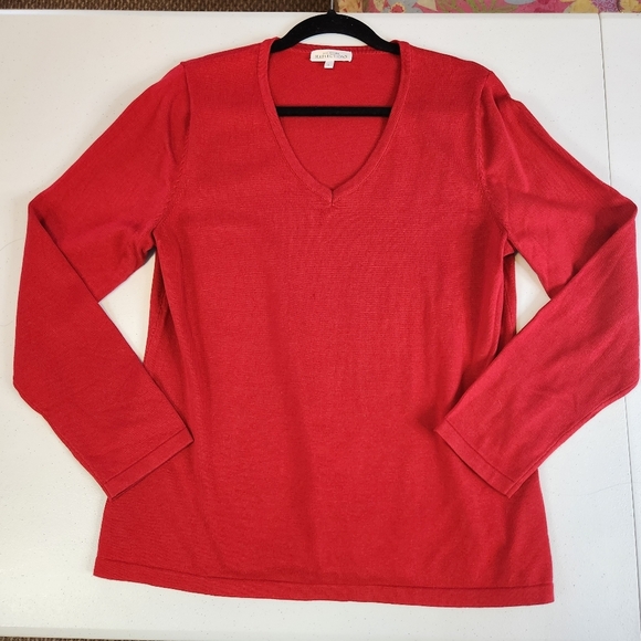 Northern Reflections Red V-Neck Long Sleeve Sweater Classic Basic Capsule Office - Picture 3 of 8